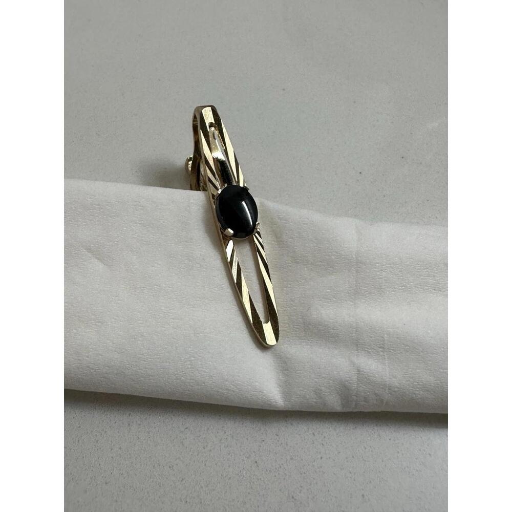 Vintage Swank Gold Tone Tie Clip with Black Onyx Stone – Classic Men’s Accessory